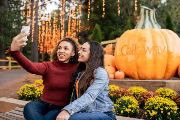Women taking selfie